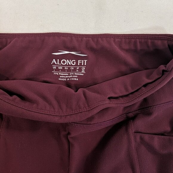 Along Fit Burgundy Red Plum Purple Bootcut Sweat Pants Yoga High Rise Large L - Picture 8 of 10